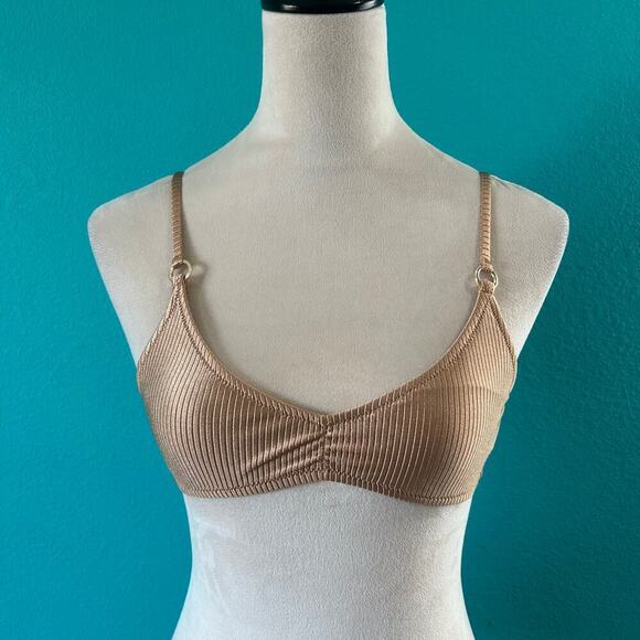 NWT Aerie Beach Babe Shine Rib Voop Bikini Top Beach Dune Swim Beach Size XS - Picture 3 of 5